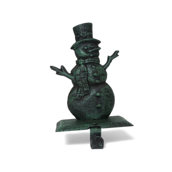 Snowman STOCKING HOLDER Rustic Cast Iron Christmas Decor - Picture 2 of 11